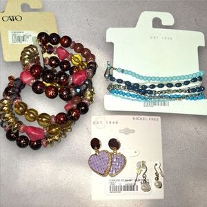 Lot Of 3 NWT CATO Jewelry Beaded Colorful Gemstone Boho Hippie
